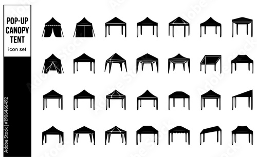 Pop-Up Canopy Tent 10x10-Tent Canopy-Shelter Popup-Tent Tailgate-Canopy Shade-Tent Tent-Shelter Vector Icon Set - Canopy Tent