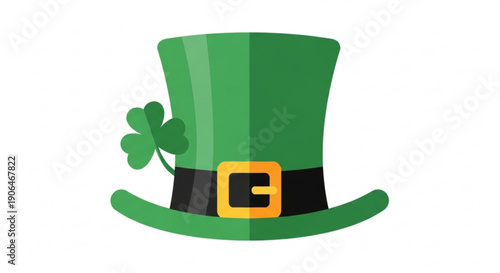 St patrick's day hat with shamrock and gold buckle on white background festive irish symbol