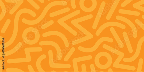 Bold Memphis-inspired abstract texture with expressive shapes and warm orange colors, perfect for posters, branding, and wallpapers.