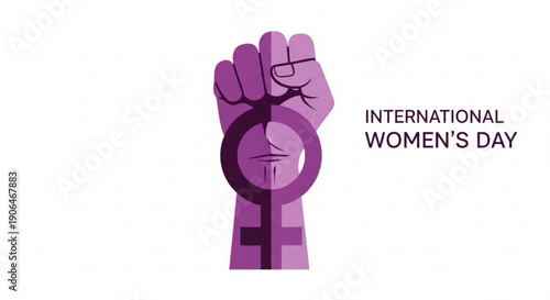 Purple fist with female symbol on international women's day