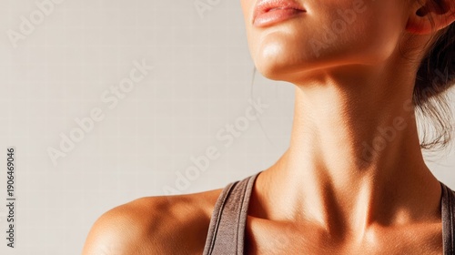 Close-up captures the beauty of a woman's neck and collarbone.