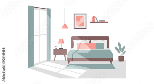 Cozy Bedroom with Bed and Furniture.