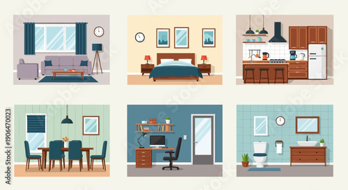 Various Modern Home Interior Design Elements.