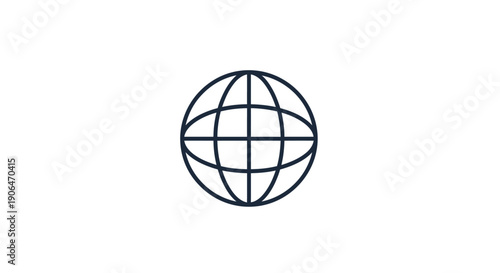 Simple Globe Icon Representing Global Communication and Internet Connectivity.