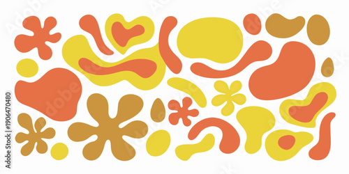 Abstract organic shapes in warm autumnal tones a playful pattern