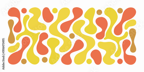 Abstract pattern of overlapping organic shapes in orange and yellow
