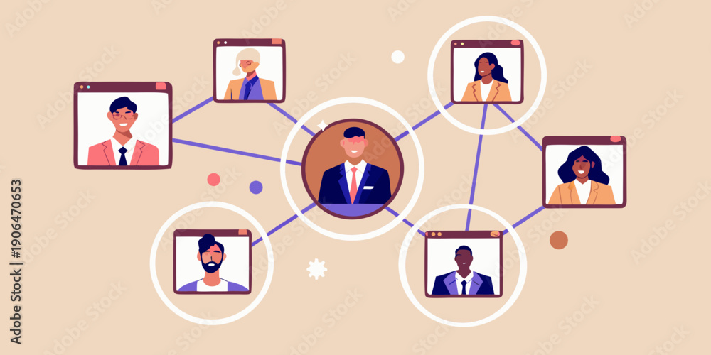 Tapet Diverse group of people connecting through a virtual meeting network