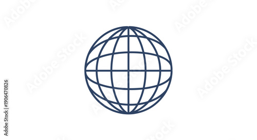 Global network sphere icon representing worldwide communication and internet connectivity.