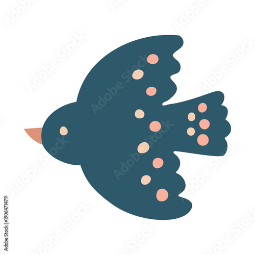 北欧デザイン風の空を飛ぶ鳥のベクターイラスト