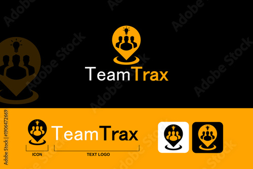 A Smart Team Tracking Logo Template - Location Pin with People and Lightbulb Icon