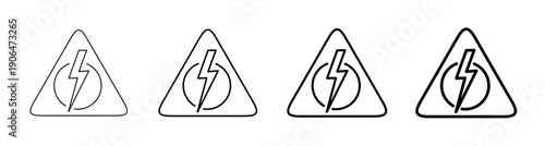 High Voltage Danger Sign Icon and Electric Shock Hazard Warning Symbol for Industrial Safety vector illustration