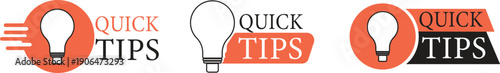 Quick tips icon set for user guidance, help, information, ideas, and advice. Symbol for web and app interface design, representing tips, helpful tricks, and smart ideas for business and advertising.