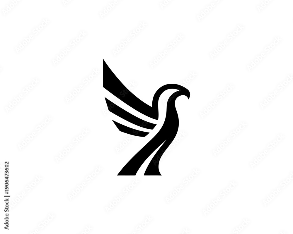 Obraz premium Eagle logo design vector illustration black and white icon