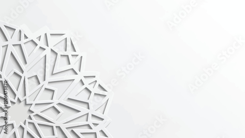 3D white paper star lantern geometric Ramadan decoration minimalist background