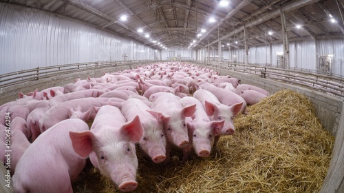 Pigs in a large indoor farm