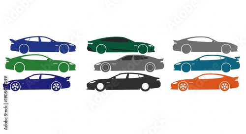 Collection of modern sports cars in various colors.