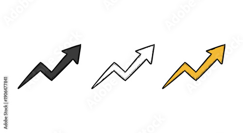 Energetic hand-drawn lightning bolt arrow icons illustrating swift progress, dynamic growth, and forward momentum, creating a striking visual effect