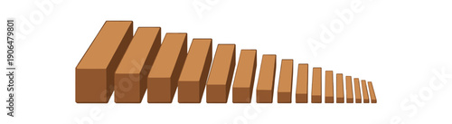 brown stair blocks arranged from thick to thin by child sensorial exploration clean shapes. colored flat icon vector illustration