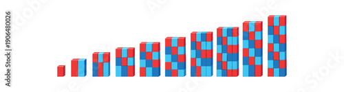 number rods arranged by child early math quantity understanding Montessori clean shapes. colored flat icon vector illustration