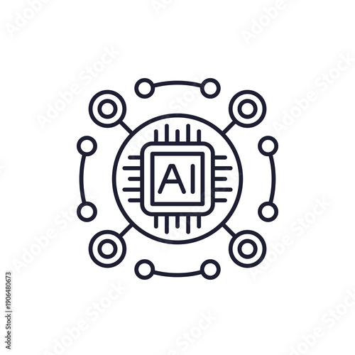 AI infrastructure line icon, Artificial Intelligence technology