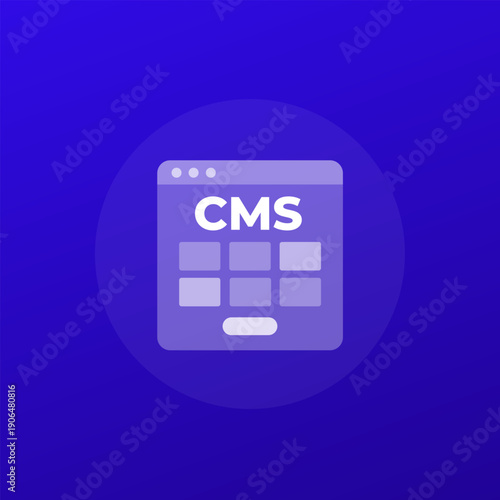 CMS, Content management system icon, transparent design