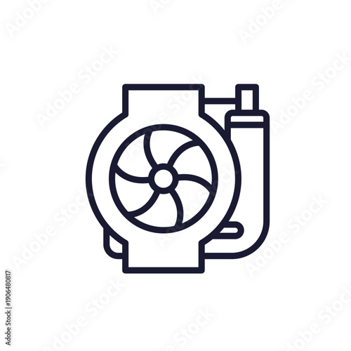 centrifugal pump icon on white, line vector