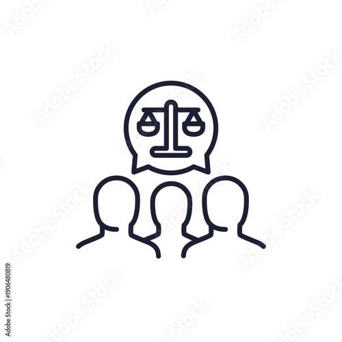 class action line icon with people, collective legal case