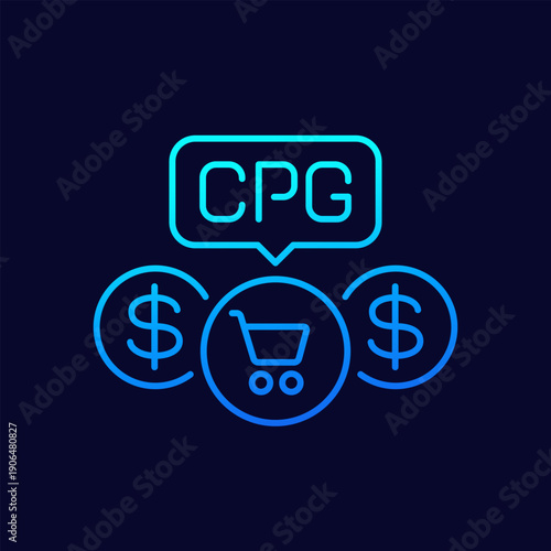 CPG icon, Consumer Packaged Goods, retail and business line vector design