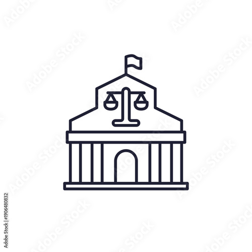 courthouse icon, legal building line vector