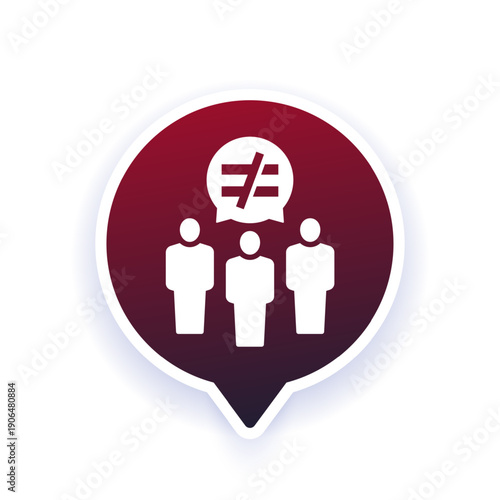 discrimination or inequality vector icon with people