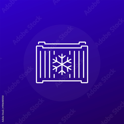 refrigerated container, reefer icon, cold storage line design