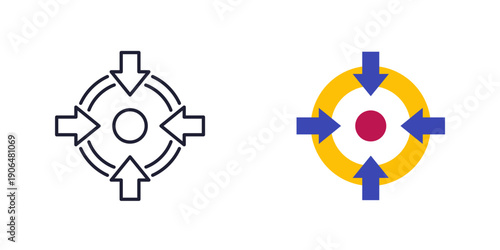 specific focus, concentration icons, line and flat design