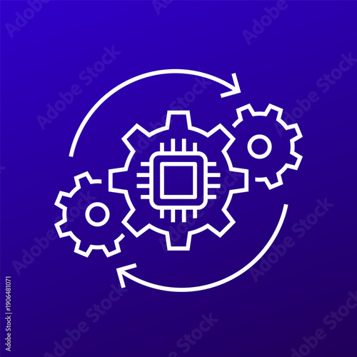 system integration icon with gears, line design