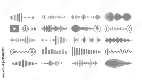 Media playback control icons for streaming platform interfaces, video player applications, audio software navigation, and entertainment technology user experience design
