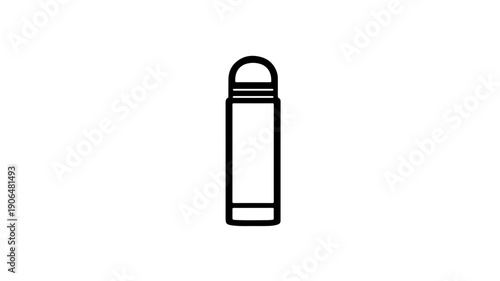 Minimalist black line icon of a vacuum insulated thermos bottle with flip top lid