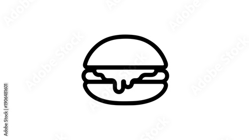 Minimalist black line icon of eggs benedict on white background for food and restaurant concepts