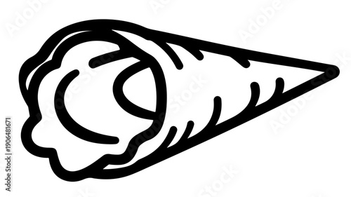 Minimalist black line icon of italian dessert cannoli pastry