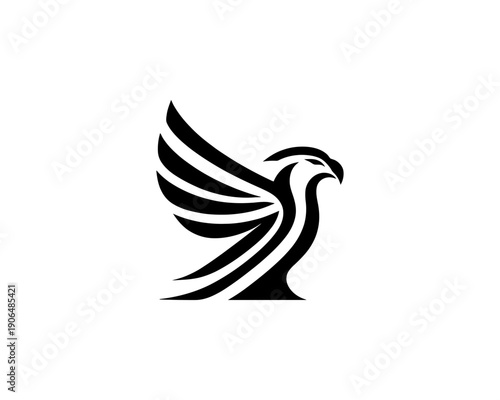 Eagle logo vector minimalist black and white icon