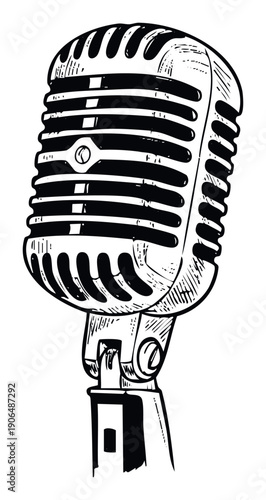 Dynamic broadcast microphone graphic for media events, radio shows, music festivals, or voice recording equipment advertising campaigns