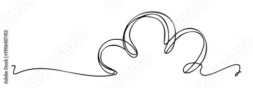 Modern minimalist one continuous line drawing representing a stylized cloud shape perfect for weather forecasts, digital user interfaces, or abstract conceptual presentations
