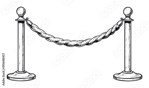 Elegant stanchion posts with a classic twisted rope barrier for managing crowds and indicating restricted access at exclusive events or exhibitions