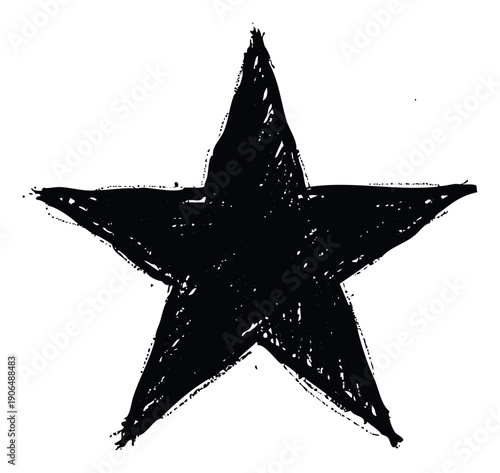 Bold black grunge star illustration perfect for adding a distressed or rebellious touch to protest posters, event flyers, or rock music album covers requiring an edgy graphic symbol
