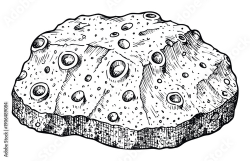 Rough textured space rock or asteroid with numerous craters representing cosmic exploration and astronomical phenomena for educational materials or science fiction projects