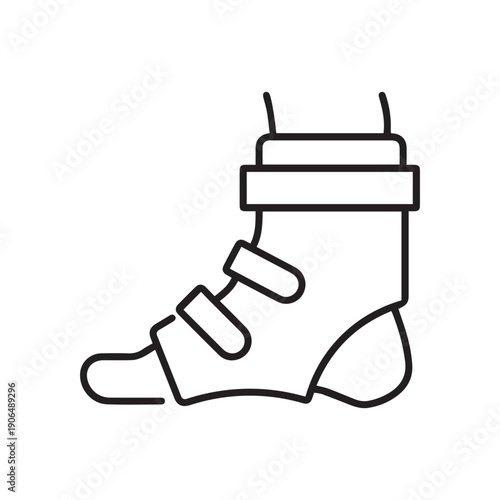 Single icon of a foot wrapped in bandage, representing injury, healing, or medical treatment. Editable stroke vector illustration.
