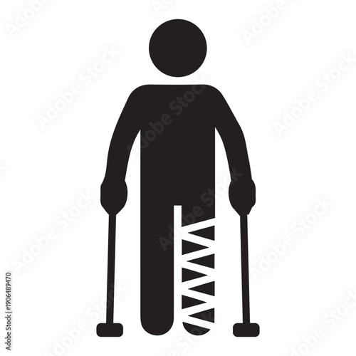 gypsum foot crutch illustration icon. Medicine icon. Element Patient silhouette icon. Premium quality graphic design. Collection icon for websites, web design, mobile app