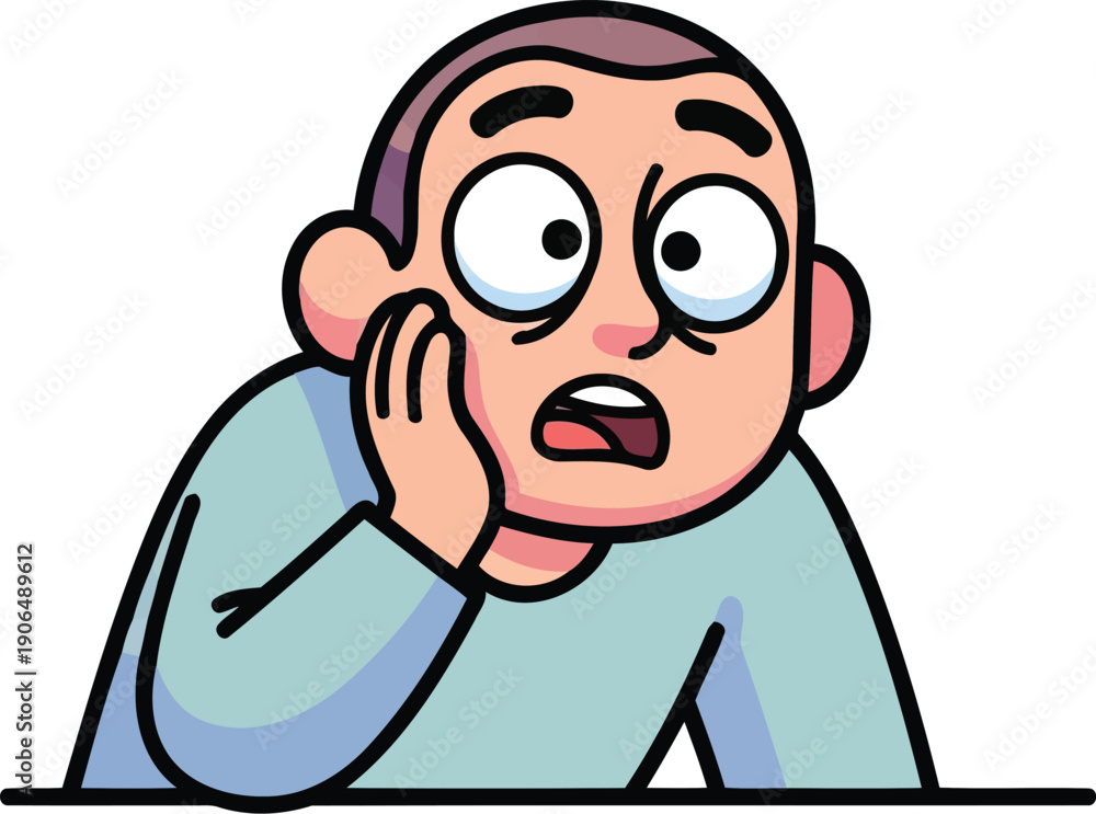 Naklejka premium Shocked man cartoon face asking wait what with confused expression
