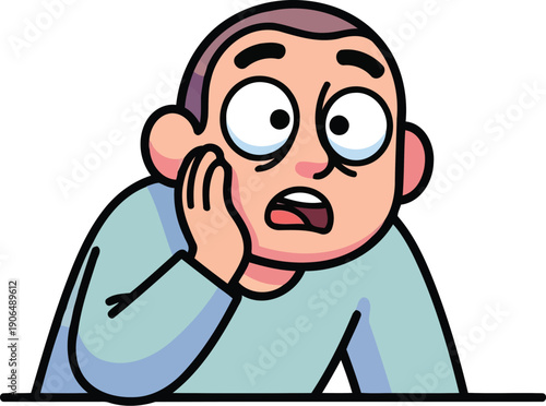 Shocked man cartoon face asking wait what with confused expression