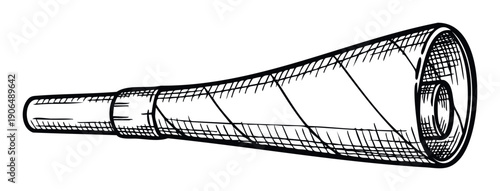 Vintage spyglass or monocular telescope instrument for maritime navigation exploration and adventure travel concepts ideal for educational materials