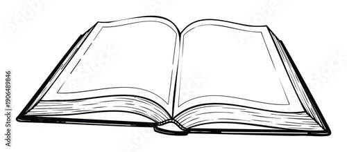 Open book with blank pages depicting a classic educational object for reading and learning projects or academic study materials