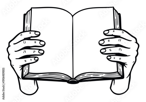 Person holding an open book displaying blank pages, perfect for educational materials, literary promotions, or concepts related to reading and personal development